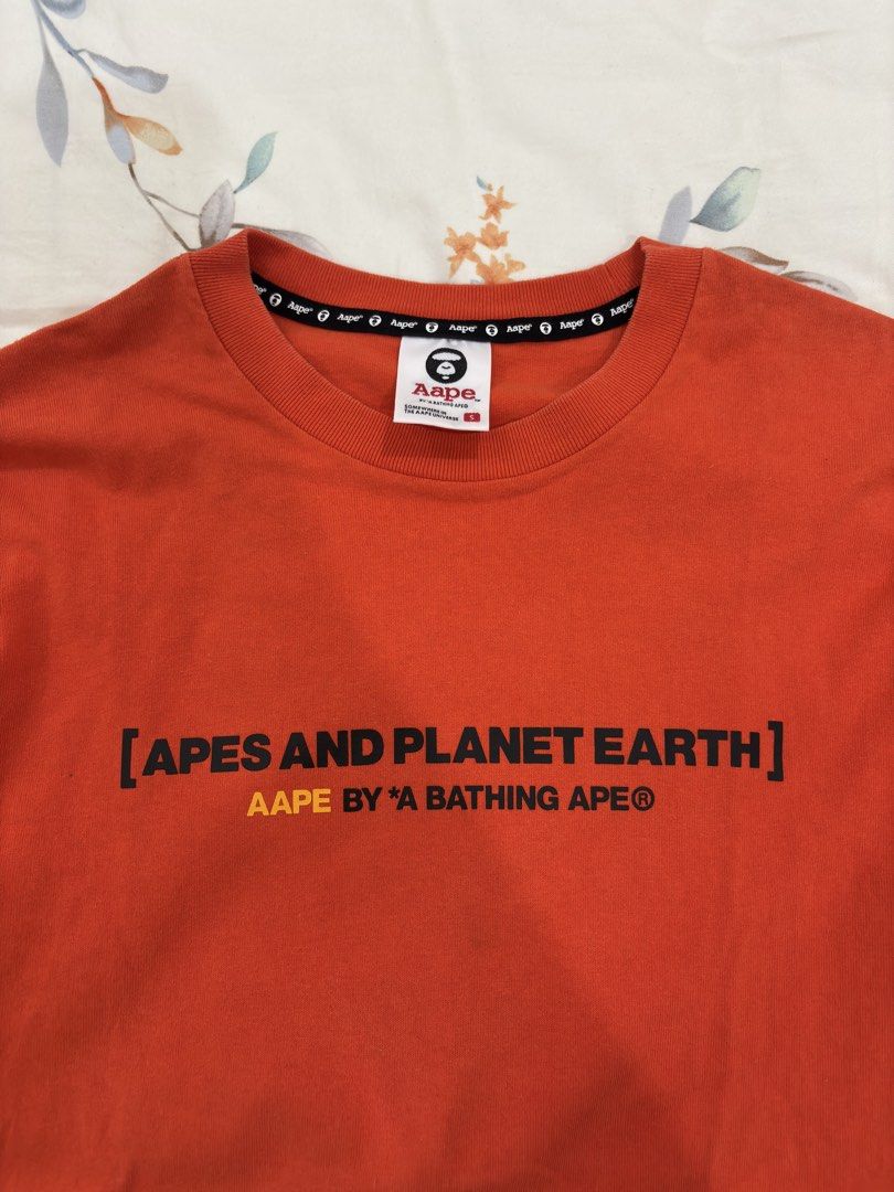 AAPE by A Bathing Ape Orange Long Sleeve Tee (Category: Tshirts & Polo Shirts ) located in Caloocan City. Submitted by foundagain (Listing ID 1441531398, Image 3). Description: size S used twice rfs decluttering payment first before shipping (gcash) .