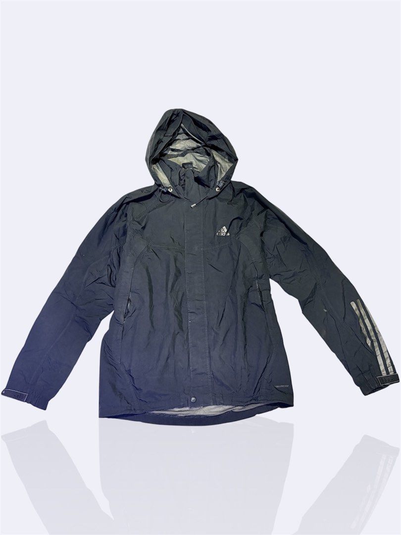 Adidas Black Hooded Jacket with 3 Stripes (Category: Coats, Jackets and Outerwear) located in Baguio. Submitted by yshavv12ya99443 (Listing ID 1441566243, Image 1). Description: - Black Adidas jacket - Features a hood - Classic 3 stripes on sleeves - Front pockets - Ideal for outdoor activities or casual wear.