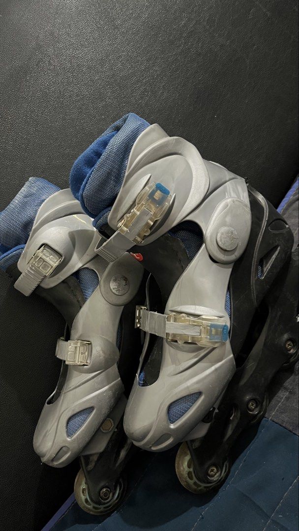 Adjustable Inline Skates Size L (Category: Skates, Rollerblades & Scooters) located in San Jose. Submitted by agalayugo25244 (Listing ID 1441405233, Image 2). Description: - Blue & Grey Inline Skates - Size L- EU 40 - Adjustable straps and buckles for a secure fit - Great for beginners and casual skaters.