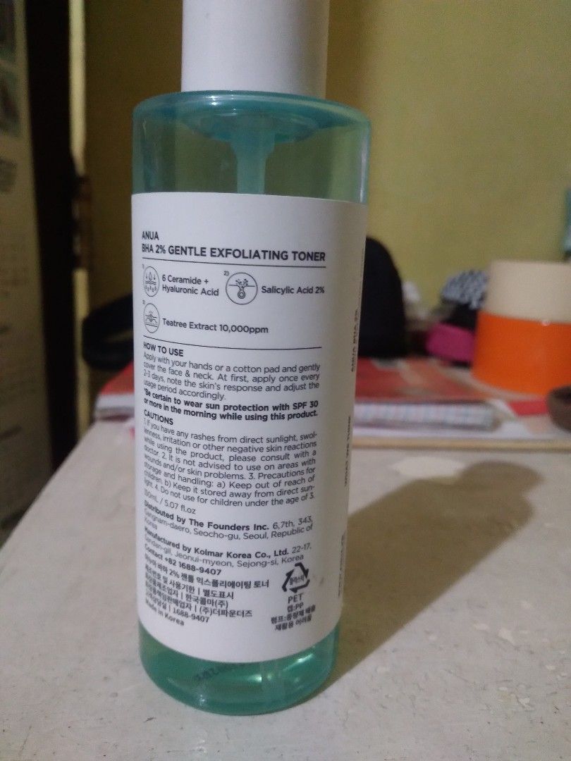 Anua 2% BHA Gentle Exfoliating Toner (Category: Face Care) located in Agdangan. Submitted by nanachiix (Listing ID 1441508018, Image 2). Description: - Anua 2% BHA Gentle Exfoliating Toner - Contains 0.5% Salicylic Acid for gentle exfoliation - Enriched with 10,000ppm Houttuynia Cordata Extract - Suitable for daily use - Always use with sunscreen 800 og price.