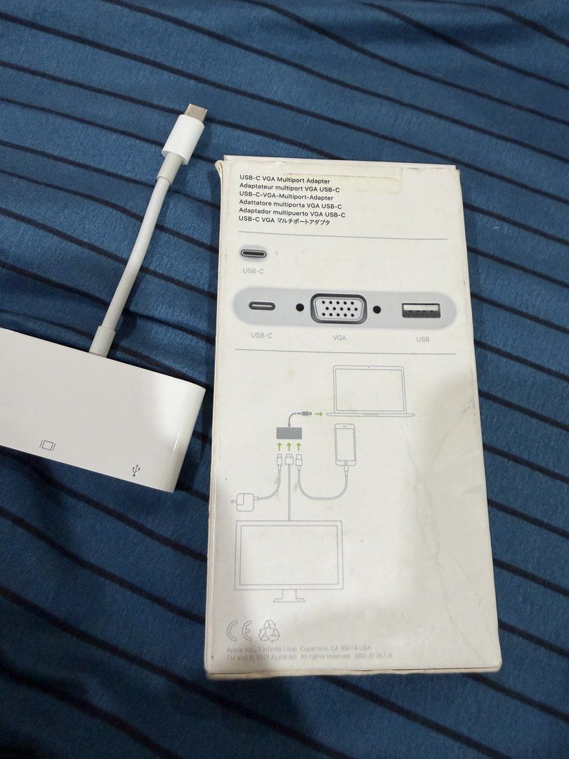 Apple USB-C to VGA Multiport Adapter (Category: Cables & Adaptors) located in Makati City. Submitted by gigidvd (Listing ID 1441483653, Image 2). Description: - Apple USB-C to VGA Multiport Adapter - Connect your MacBook to a VGA display - Additional USB-A and USB-C ports for peripherals - Ideal for presentations and older monitors.