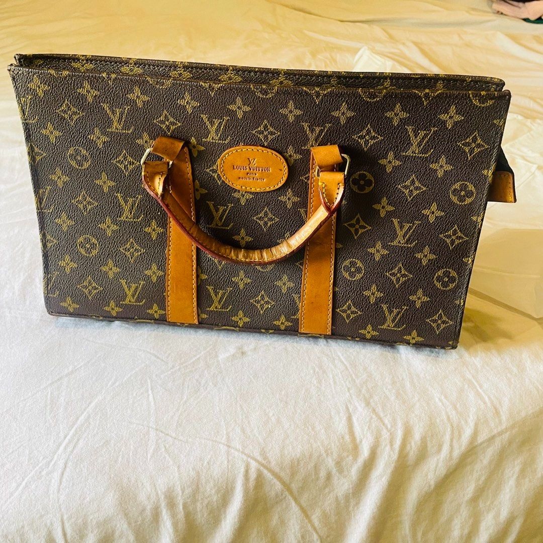 As Is Where Is! Louis Vuitton Monogram Canvas Handbag (Category: Luxury Bags & Wallets) located in Quezon City. Submitted by shelved (Listing ID 1441382016, Image 2). Description: From my grandmothers closet! A beautifully structured vintage monogram handbag found in my grandmother’s closet. The bag features classic LV-style monogram canvas, natural vachetta leather trim, reinforced top handles, and a firm, boxy silhouette reminiscent of early Lo