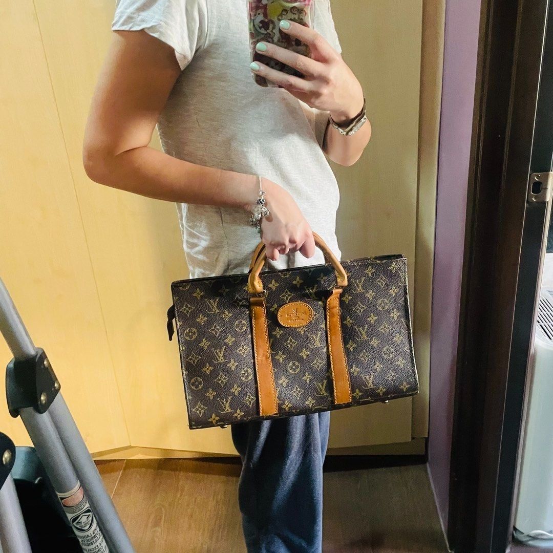As Is Where Is! Louis Vuitton Monogram Canvas Handbag (Category: Luxury Bags & Wallets) located in Quezon City. Submitted by shelved (Listing ID 1441382016, Image 3). Description: From my grandmothers closet! A beautifully structured vintage monogram handbag found in my grandmother’s closet. The bag features classic LV-style monogram canvas, natural vachetta leather trim, reinforced top handles, and a firm, boxy silhouette reminiscent of early Lo