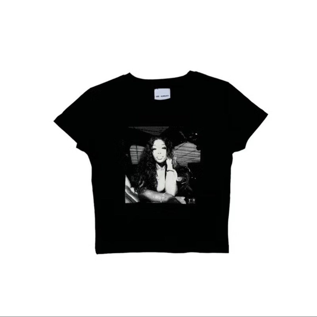 Baby Tee with SZA Graphic Print (Category: Shirts) located in Manila. Submitted by xiaolongbaebyg (Listing ID 1441498131, Image 1). Description: Black baby tee with SZA graphic print. Cropped fit, short sleeves, crew neck. Size XS. - can do meet up around san juan city or sm sta mesa - can do delivery; shouldered by the buyer.