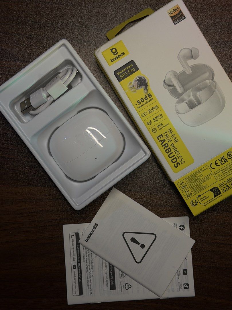 Baseus Bass BP1 Pro (Category: Earphones) located in Bacolod City. Submitted by BWMCAROUSEL (Listing ID 1441538493, Image 3). Description: - Baseus Bowie E2i Pro True Wireless Earbuds - -Res Audio Certified for superior sound quality - Powerful 13mm dynamic drivers deliver deep, rich bass - Enjoy up to 15 hours of total playback with the charging case - IP55 dust and water resistant for durability - Crystal clear calls with 6-mic AI noise reducti