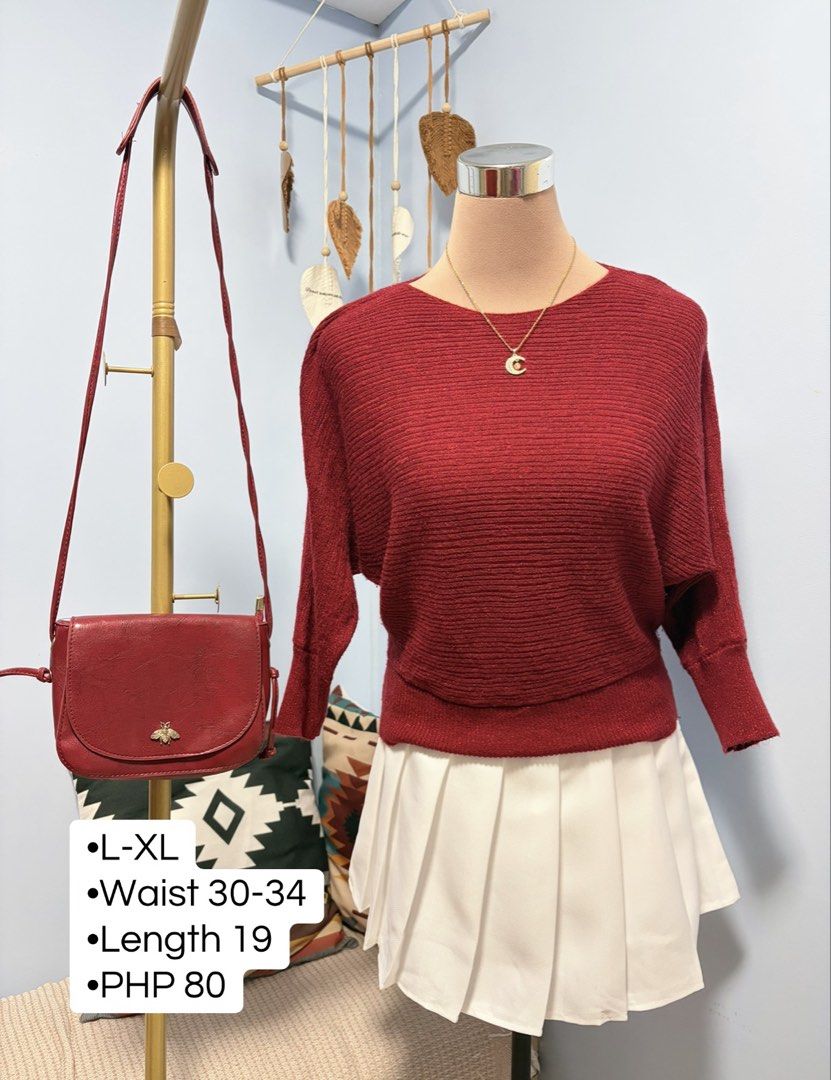 Batwing glittery knitted top M-L (Category: Longsleeves) located in Manila. Submitted by mhiray_ph28 (Listing ID 1441533787, Image 1). Description: 🌼Manequin Size B36 Waist 27 Medium Frame 🌼DM us to order and send your order form with your screenshot of final order 🌼FIRST PAY FIRST SERVE 📍LOC. Urban Deca Homes Pasig 🌼Mode of Delivery: lalamove,tiktok check out (J&T Express) 🌼Meet up: SM East Ortigas/Countryside/Antipolo Cathedral (Sunday 2P