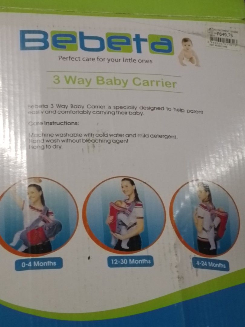 Bebeta 3 Way Baby Carrier Blue (Category: Carriers & Slings) located in Pasay City. Submitted by vnadales (Listing ID 1441579458, Image 3). Description: - Bebeta 3 Way Baby Carrier - Safe and comfortable for baby and parent - Ideal for babies weighing 8-20 lbs - Comfortable for extended wear - Adjustable to grow with your baby - One size fits all - Easy care: Machine washable (cold water, mild detergent), hang to dry 📍Location: Pasay City COD LA
