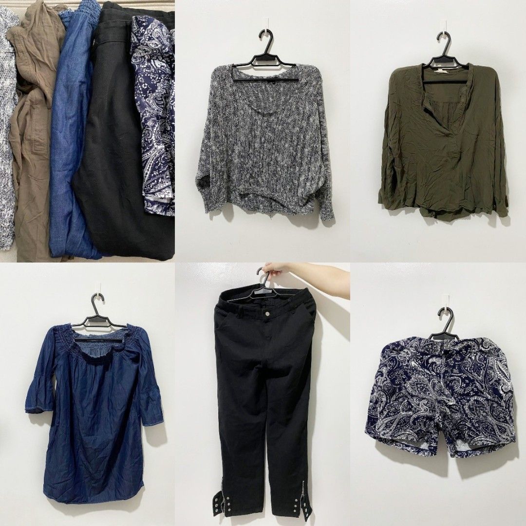 Bundle of Clothes - 5 for 250 pesos (Category: Others Tops) located in Manila. Submitted by otwentyseven (Listing ID 1441476286, Image 1). Description: Bundle of clothes - 5 for 250 pesos Grey knit sweater Olive green top Denim off-shoulder top Black pants Patterned shorts. Great mix of casual and dressy pieces. Selling as a lot. Lightly used Good condition.