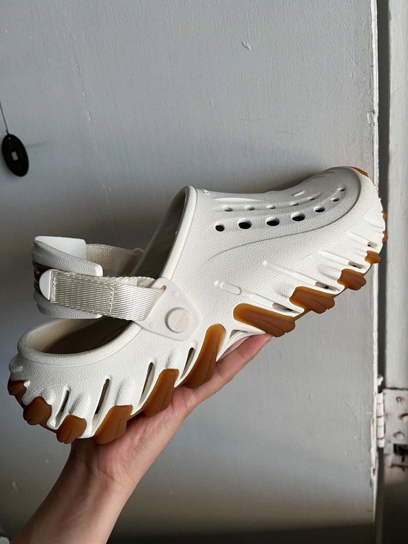 Chalk gum crocs echo clog (Category: Slippers & Slides) located in Valenzuela. Submitted by julianjohn98 (Listing ID 1441424548, Image 1). Description: Brand new for sale Size available M8, Valenzuela loc.