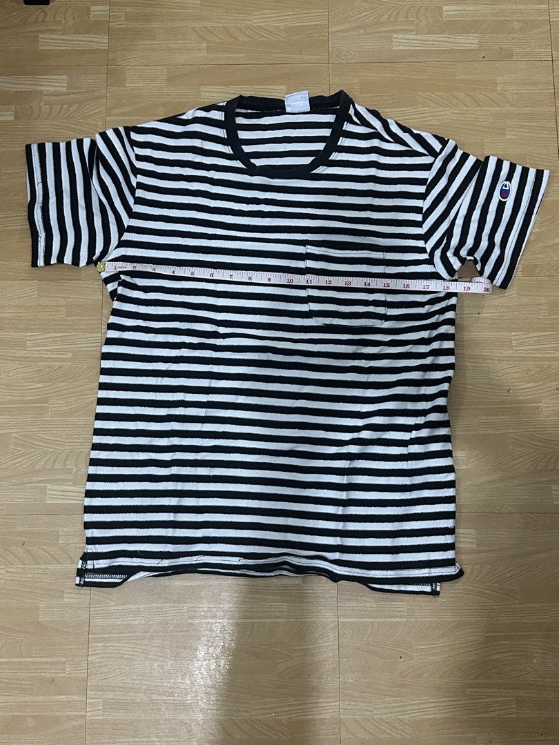 Champion Stripes Shirt (Category: Tshirts & Polo Shirts ) located in Lucena. Submitted by deklutter (Listing ID 1441517153, Image 1). Description: Champion Stripes Shirt 🖤🤍 ✅Good Condition ✅💯 ✅Length 25 inches ✅Width 18 inches.