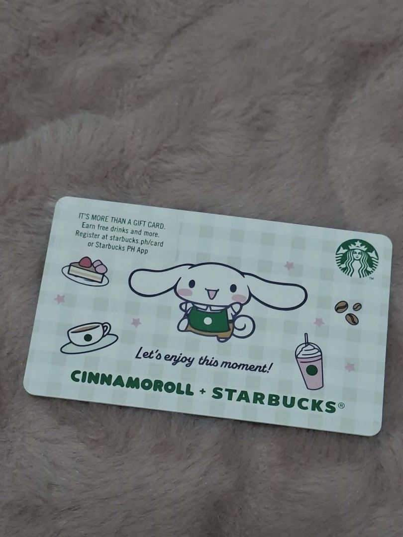 Cinnamoroll Starbucks Gift Card (Category: Character Goods) located in Pasig City. Submitted by loveMYshop2022 (Listing ID 1441529290, Image 2). Description: Cinnamoroll Starbucks Gift Card CARD ONLY NO LOAD PIN INTACT PRICE for EACH ITEM ✔️ORIGINAL ✔️BRANDNEW ✔️Limited Offer / limited Stocks Only 👍ready for pick up / on hand _ available 👍Location Pasig City 👍MOP Gcash / Maya / Gotyme / 👍CC Payment QRPH + 30.00 👍Feel FREE to Send Us DM -Dire