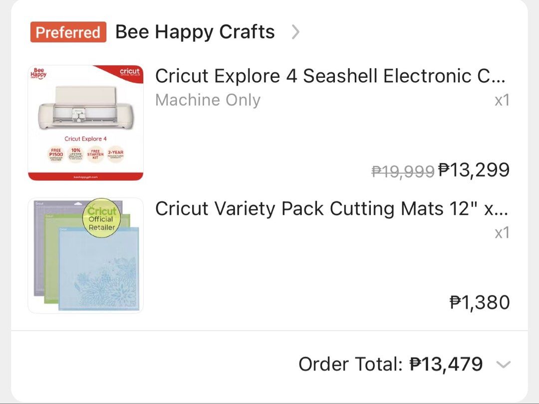 Cricut Explore 4 Seashell Electronic Cutting Machine (Category: Craft Supplies & Tools) located in Pasig City. Submitted by thrifits (Listing ID 1441451191, Image 2). Description: - Cricut Explore Air 4 (Seashell color) - Machine only (accessories not included) - Ideal for crafting and DIY projects - User-friendly and versatile - Capable of cutting a wide range of materials lfb cricut explore 4 inclusions: 3 mats rfs: upgrade nagamit lang ng 2 mo