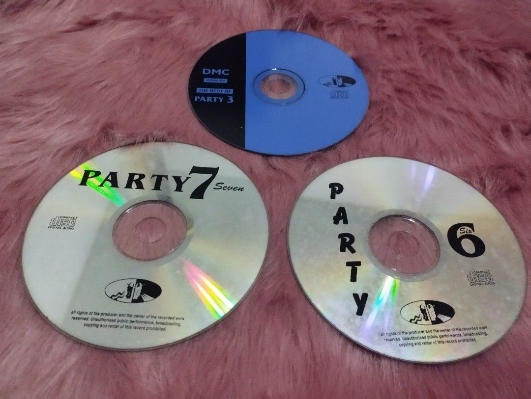 DMC Party 3, Party 6, Party 7 CDs (Category: CDs & DVDs) located in Caloocan City. Submitted by myprelovedbutlovedshop (Listing ID 1441406224, Image 1). Description: DMC The Best of Party Vol. 3, 6, 7 (Loose Discs Only - DJ Promo) Description: Selling 3 rare vintage Disco Mix Club (DMC) "The Best of Party" compilation CDs. Great for old-school DJs, collectors, or anyone looking to rip classic party mixes. ⚠️ PLEASE READ: Loose discs only. No jewe