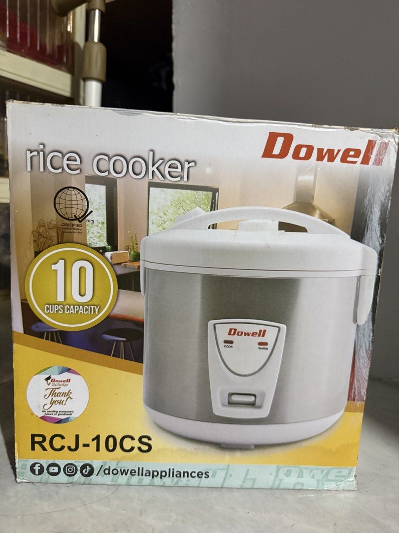 Dowell RCJ-10CS Rice Cooker - 10 Cups Capacity (Category: Cookers) located in Quezon City. Submitted by jobertcordova90 (Listing ID 1441394371, Image 1). Description: - Dowell Rice Cooker (Model: RCJ-10CS) - 10 cups capacity - ideal for family servings - Comes in original packaging - User-friendly operation - Easy to clean - Perfect for everyday use.