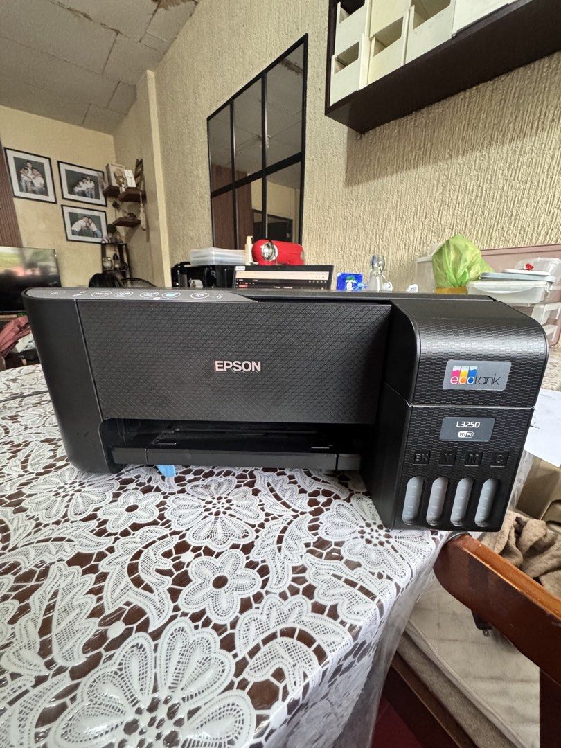 Epson EcoTank L3250 All-in-One Printer (Category: Printers, Scanners & Copiers) located in Manila. Submitted by maelaine0918 (Listing ID 1441426265, Image 1). Description: - Epson EcoTank L3250 All-in-One Printer - Functions: Print, Scan, Copy - Wireless Connectivity - Visible Ink Tanks - Minor scuffs on top surface - Ink cartridges are installed - Ready for a new home!.