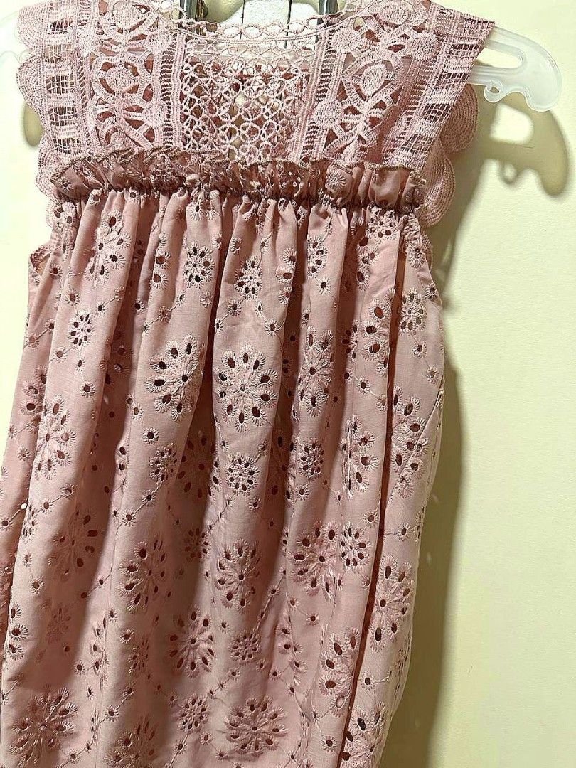 Eyelet Lace Babydoll Top (Category: Blouses) located in Tarlac. Submitted by belgian_spice (Listing ID 1441557780, Image 3). Description: *Color may vary due to lighting* actual color: old rose brand: Shein size: Large (can fit M to L) - crochet lace front panel - eyelet embroidery - flowy.
