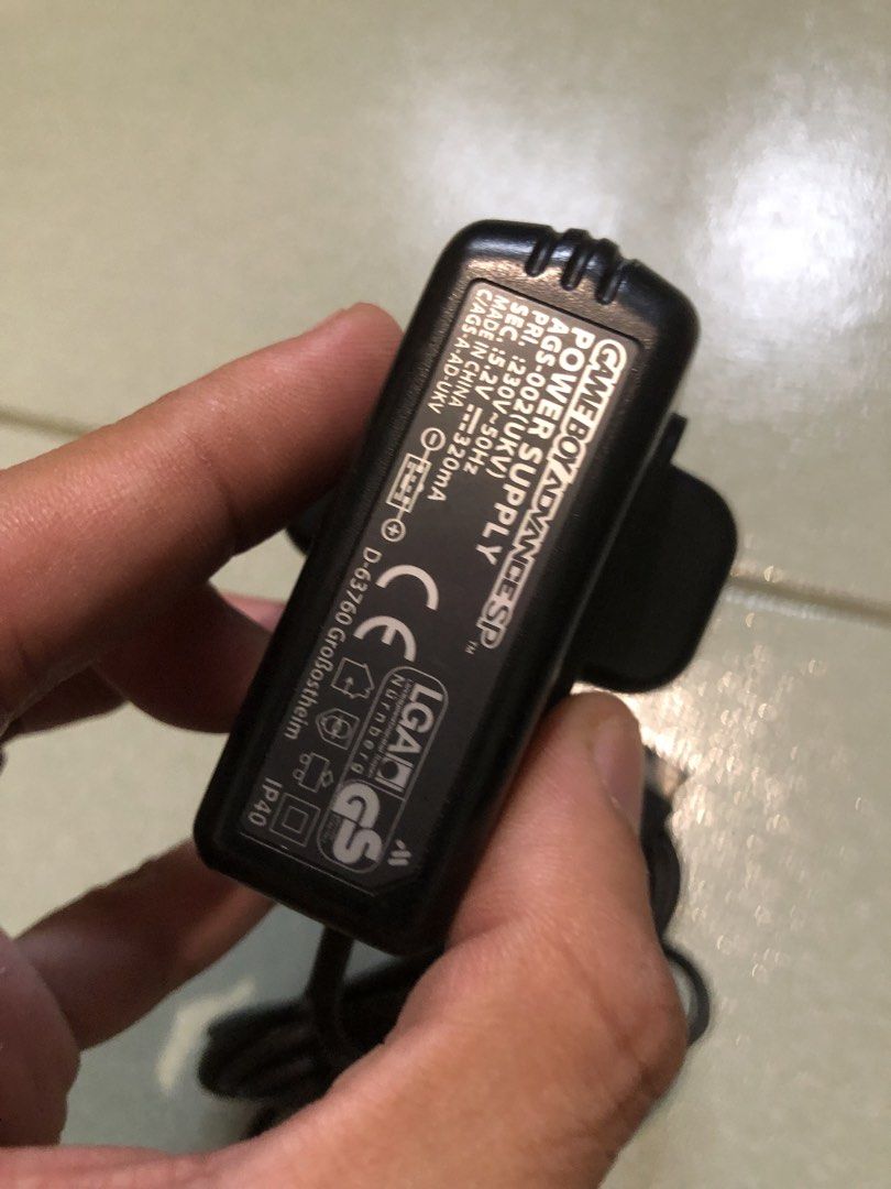 Gameboy SP authentic Nintendo 220V wall adapter charger (Category: Cables & Chargers) located in Quezon City. Submitted by markgolveo (Listing ID 1441482354, Image 3). Description: Gameboy SP authentic Nintendo 220V wall adapter charger.