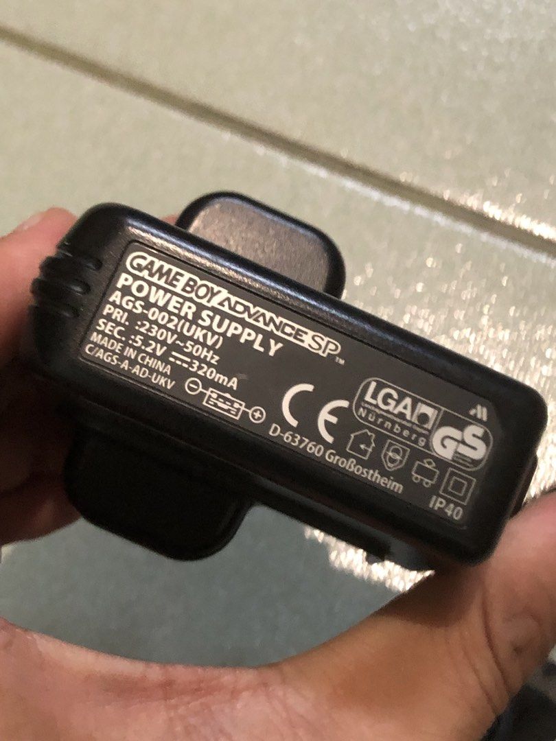Gameboy SP authentic Nintendo 220V wall adapter charger (Category: Cables & Chargers) located in Quezon City. Submitted by markgolveo (Listing ID 1441482354, Image 1). Description: Gameboy SP authentic Nintendo 220V wall adapter charger.