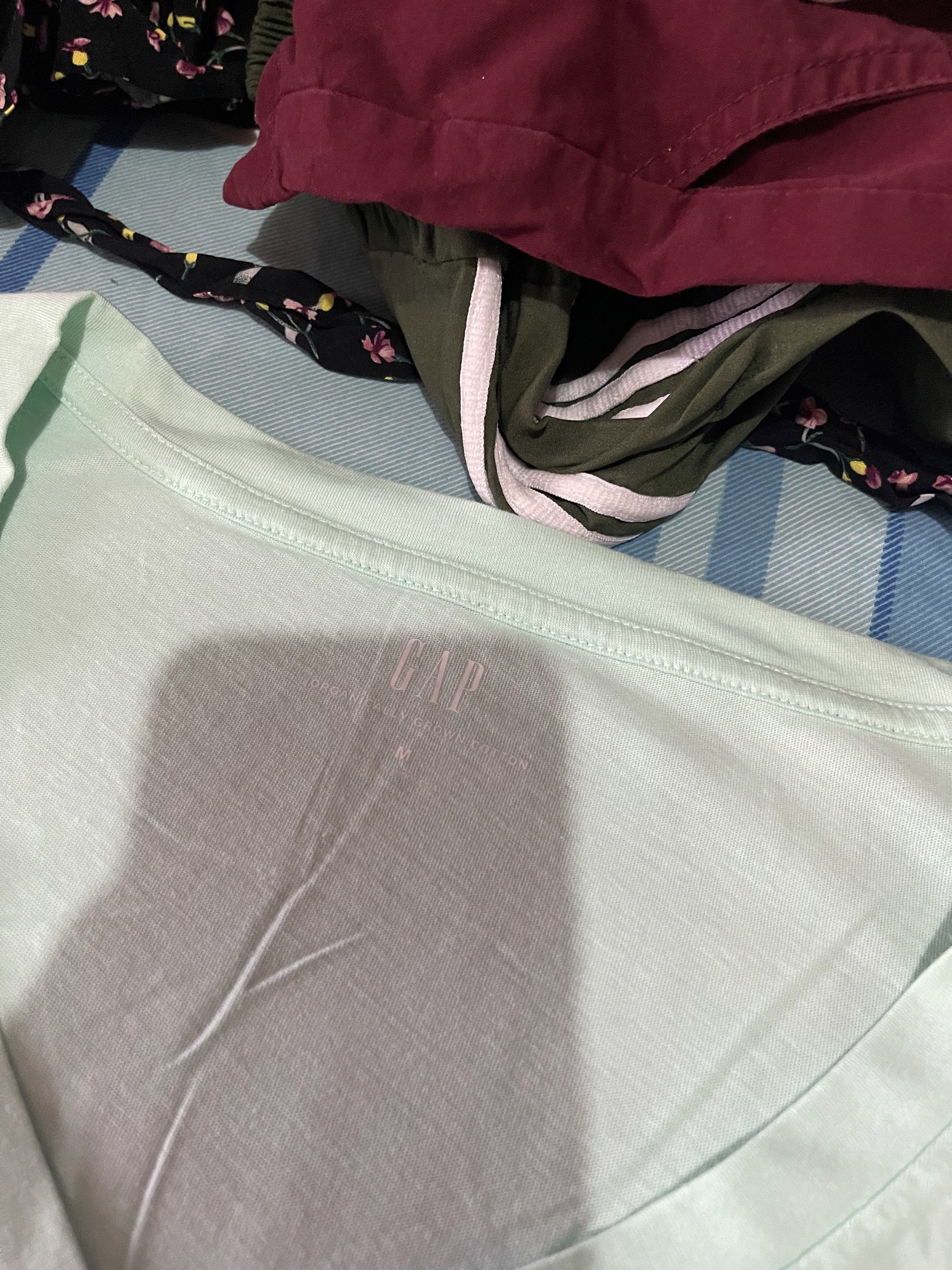 GAP V-Neck T-Shirt - Light Green (Category: Tshirts & Polo Shirts ) located in Quezon City. Submitted by rish40 (Listing ID 1441472450, Image 2). Description: - Brand: GAP - Color: Light Green - Style: V-Neck Tee - Material: Soft fabric - Size: Medium (M) - Features: Versatile, perfect for everyday wear, easy to pair with any outfit..
