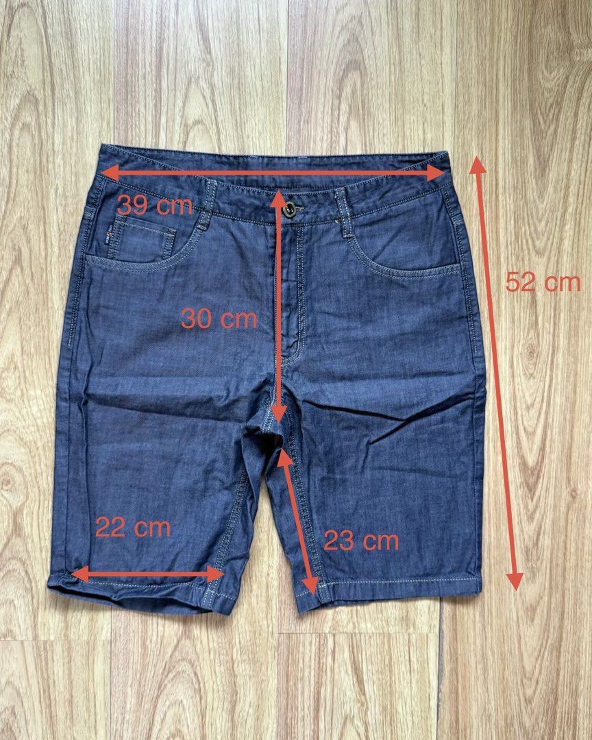 Gray Wash Denim Shorts (Category: Shorts) located in Taytay. Submitted by nextsentials (Listing ID 1441500228, Image 3). Description: - Gray wash denim shorts - Five pockets, button and zip fly, striped waistband detail - Comfortable, regular fit - Good for casual, everyday use Measurements: Waist - 39cm Length - 52cm Inseam - 23cm Rise - 30cm Leg opening - 22cm.
