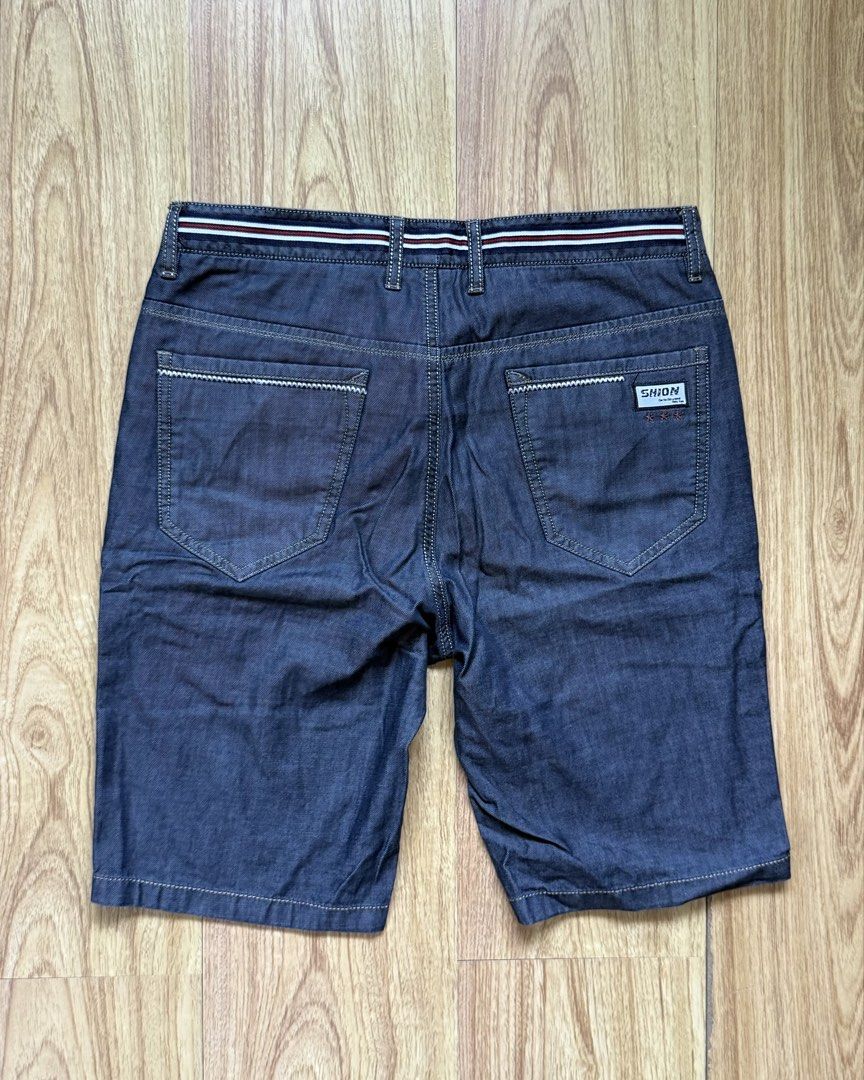 Gray Wash Denim Shorts (Category: Shorts) located in Taytay. Submitted by nextsentials (Listing ID 1441500228, Image 2). Description: - Gray wash denim shorts - Five pockets, button and zip fly, striped waistband detail - Comfortable, regular fit - Good for casual, everyday use Measurements: Waist - 39cm Length - 52cm Inseam - 23cm Rise - 30cm Leg opening - 22cm.