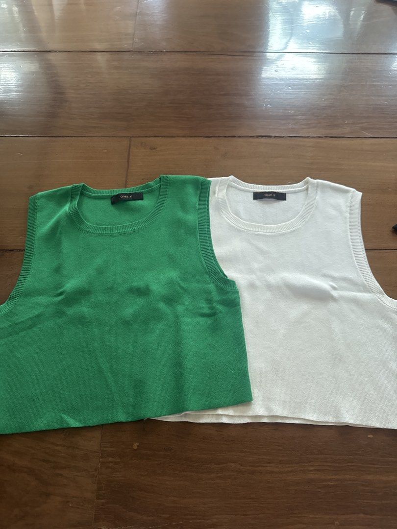 Green and White Sleeveless Top (Category: Sleeveless) located in Quezon City. Submitted by 0913cartz (Listing ID 1441478567, Image 1). Description: bought in bangkok!! Price is for both .