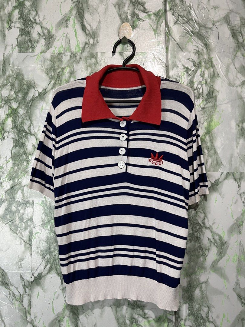 GUCCI knit polo shirt (Category: Luxury Apparel) located in Bulacan. Submitted by letsfindukaywithme (Listing ID 1441387278, Image 2). Description: Gucci Knit Polo Shirt Large on tag Knitted 17x21 No issue No flaws +sf payment first Ship via J&T.