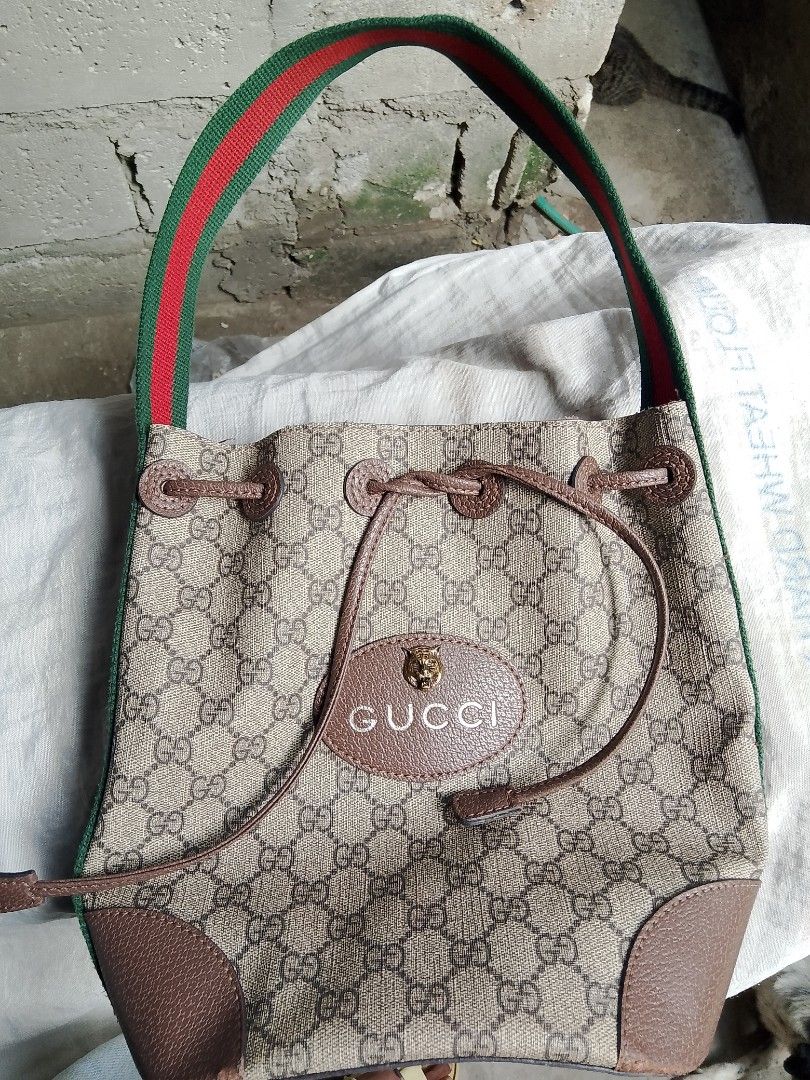 Gucci Neo vintage GG drawstring rework (Category: Luxury Bags & Wallets) located in Angeles City. Submitted by hauled_up (Listing ID 1441451272, Image 1). Description: Neo vintage gucci gg drawstring bag. With emblem design. Signs of usage. Rework. selling for 1800 plus sf. 📍pampanga. dm.📩.