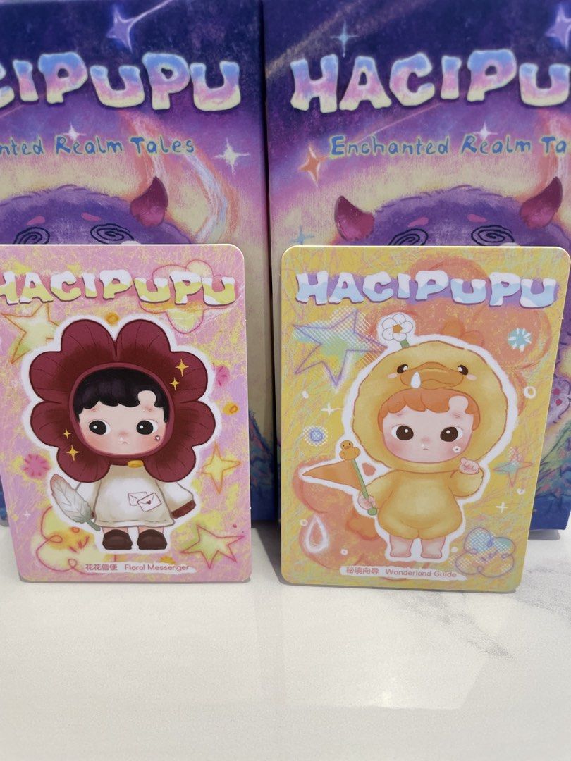 HACIPUPU Enchanted Realm Tales (Category: Designer & Blind Box Toys) located in Taguig. Submitted by fosteratt (Listing ID 1441513533, Image 1). Description: - Selling 2 HACIPUPU blind box toys - Series: Enchanted Realm Tales - Characters included: Floral Messenger and Wonderland Guide - Super cute designs! - Perfect for collectors or as a gift - Boxes are shown in the background for reference WTS/WTT/LFB Hacipupu Enchanted Realm Tales P900 each 