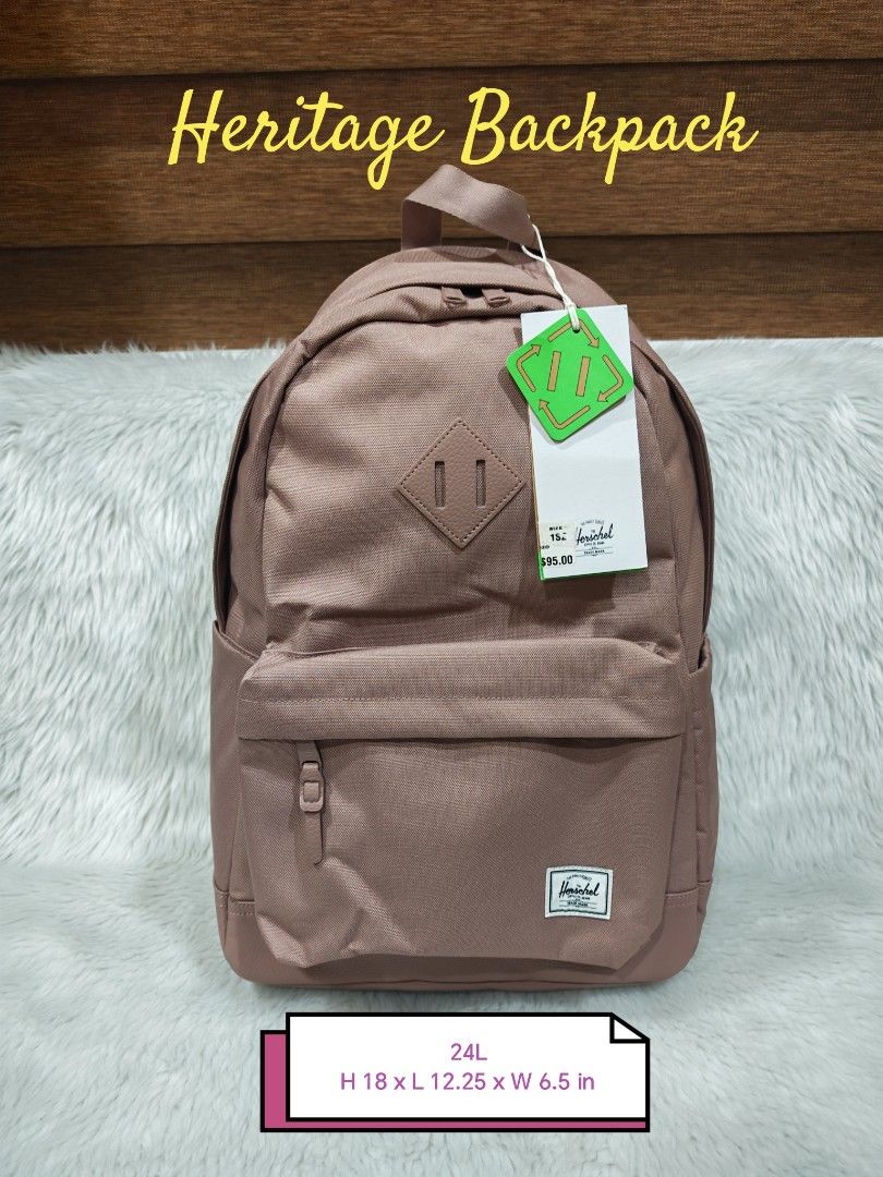 Herschel Heritage Backpack Ash Rose ORIGINAL (Category: Backpacks) located in Marikina City. Submitted by BrandedStuffz (Listing ID 1441453226, Image 1). Description: Selling Low. SRP 5790 pesos. With laptop sleeve Brand New with tag. Bought from USA. Guaranteed Original and Legit 10000% Moneyback if proven fake. Lalamove Ready. Nationwide shipping via LBC..