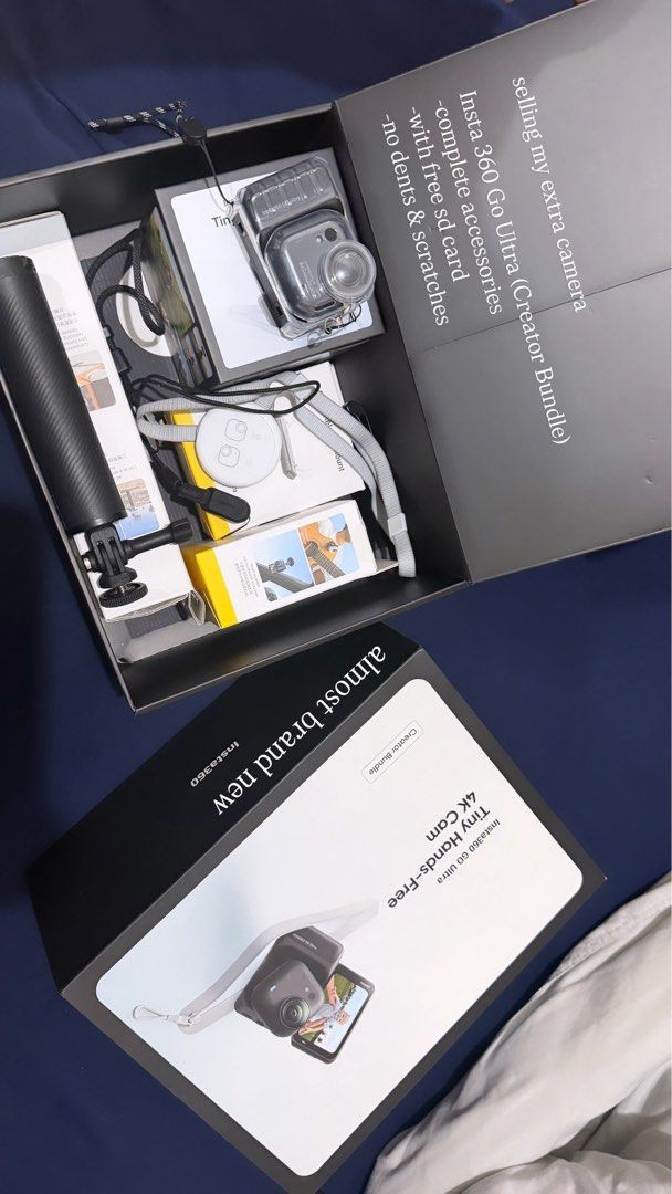 Insta360 GO Ultra Creator Bundle 4K Cam (Category: Cameras) located in Cainta. Submitted by antonietteery (Listing ID 1441504950, Image 1). Description: NEGOTIABLE - Insta360 GO 4K Ultra Creator Bundle for sale - Tiny, hands-free camera design - Comes with all original accessories - Includes a free SD card.
