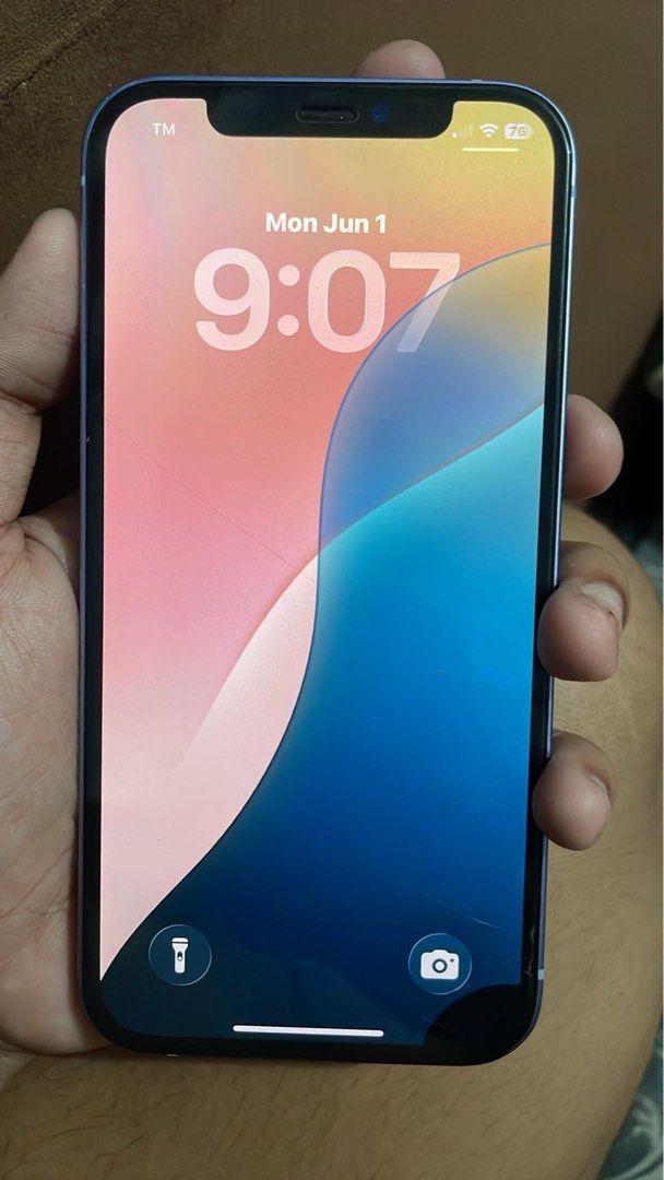 iphone 12 256gb (Category: iPhone 12 Series) located in Manila. Submitted by wane0126 (Listing ID 1441470531, Image 3). Description: IPHONE 12 256gb (purple) spare phone ko lang po ito storage ng files ko openline/factory unlocked 86 batt health updated to ios 26 with cases issue: LCD kita naman sa pic replaced genuine backglass need ipaayos yung mic sa back cam kasi pag nag vivideo wala audio, pero yung mic sa front cam goods. sa video call good