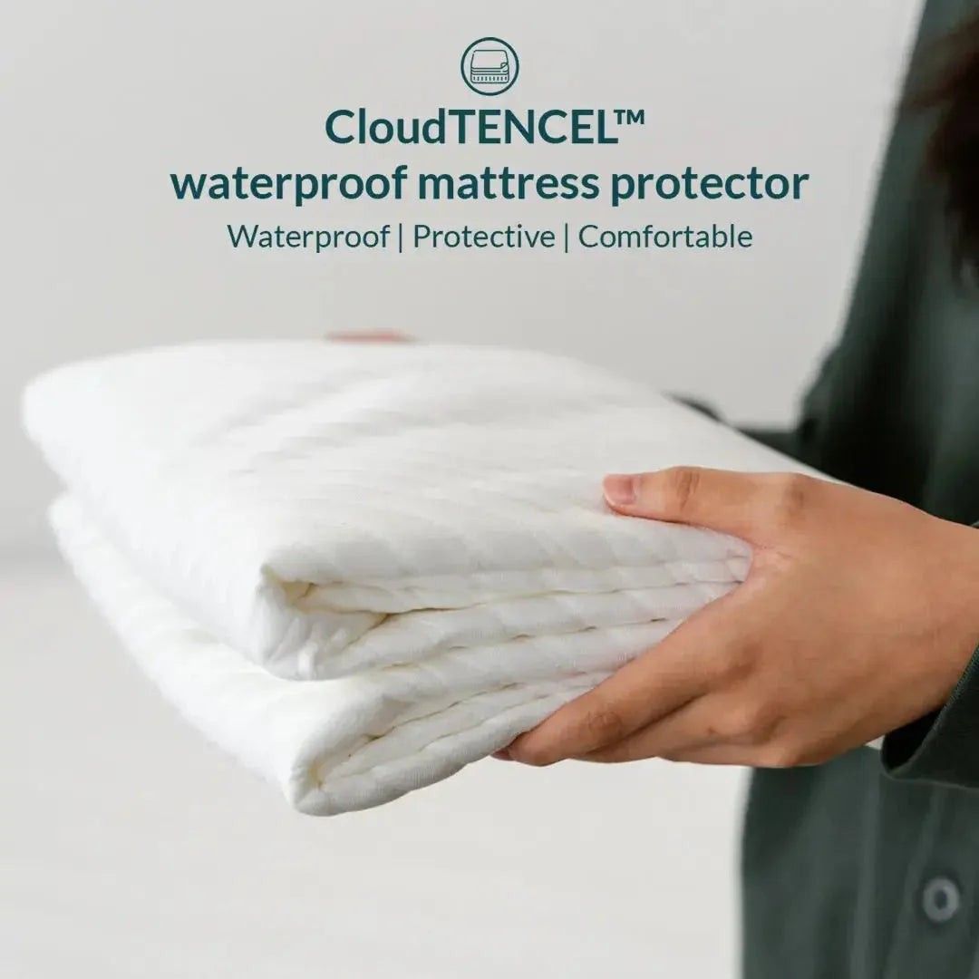 Kapas Living Cloud Tencel Waterproof Mattress Protector (Super Single) (Category: Bedding & Towels) located in Singapore. Submitted by lilsuno (Listing ID 1441535462, Image 3). Description: 🩵 Brand new, machine-washed once upon receiving, but never used. 🩵 (Please note that it doesn't come with its own bag, so we have stored it in a plastic baggie in the meantime!) 🩵 Kapas Living Mattress Protector, bought for $39 SGD 🥹 🩵 Singapore Super Sin