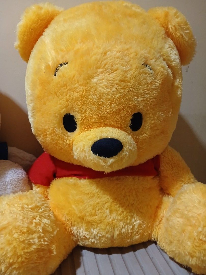 Large Winnie the Pooh Plush Toy (Category: Plushies & Soft Toys) located in Cebu City. Submitted by monsterheart (Listing ID 1441424118, Image 1). Description: - Super cute and cuddly Winnie the Pooh plush - Big size, perfect for hugs - Great as a room decoration - Features soft yellow fur and signature red shirt - Ideal gift for any Disney fan - Ready for a new home!.