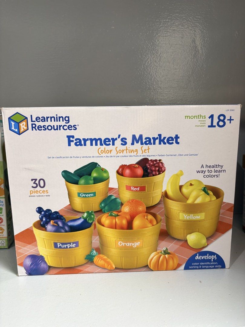 Learning Resources Farmer's Market Color Sorting Set 30 Pieces (Category: Educational & Learning Toys) located in Pasig City. Submitted by kaiplays (Listing ID 1441465766, Image 1). Description: - Learning Resources Farmer's Market Color Sorting Set - Includes 30 pieces for sorting fun - Ideal for children 18 months and up - Helps develop color identification and sorting skills - Enhances language development.