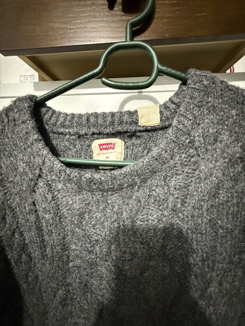 Levi's Oversized Grey Cable Knit Sweater XL (Category: Coats, Jackets and Outerwear) located in Manila. Submitted by blank_espacio (Listing ID 1441549851, Image 3). Description: - Levi’s Oversized Grey Cable Knit Sweater XL - Brand: Levi's - Type: Cable Knit Sweater - Color: Grey - Size: XL - Features: Classic design, warm, comfortable, great for layering - Occasion: Casual wear.