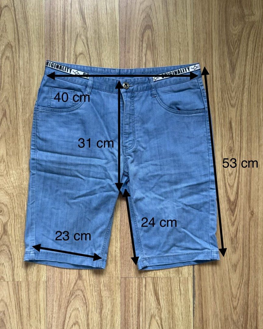 Light Blue Denim Shorts (Category: Shorts) located in Taytay. Submitted by nextsentials (Listing ID 1441500950, Image 3). Description: - Light blue denim shorts - Five pockets, button and zip fly, waistband with branded text - Comfortable, regular fit - Good for casual, everyday use Measurements: Waist - 40cm Length - 53cm Inseam - 24cm Rise - 31cm Leg opening - 23cm.