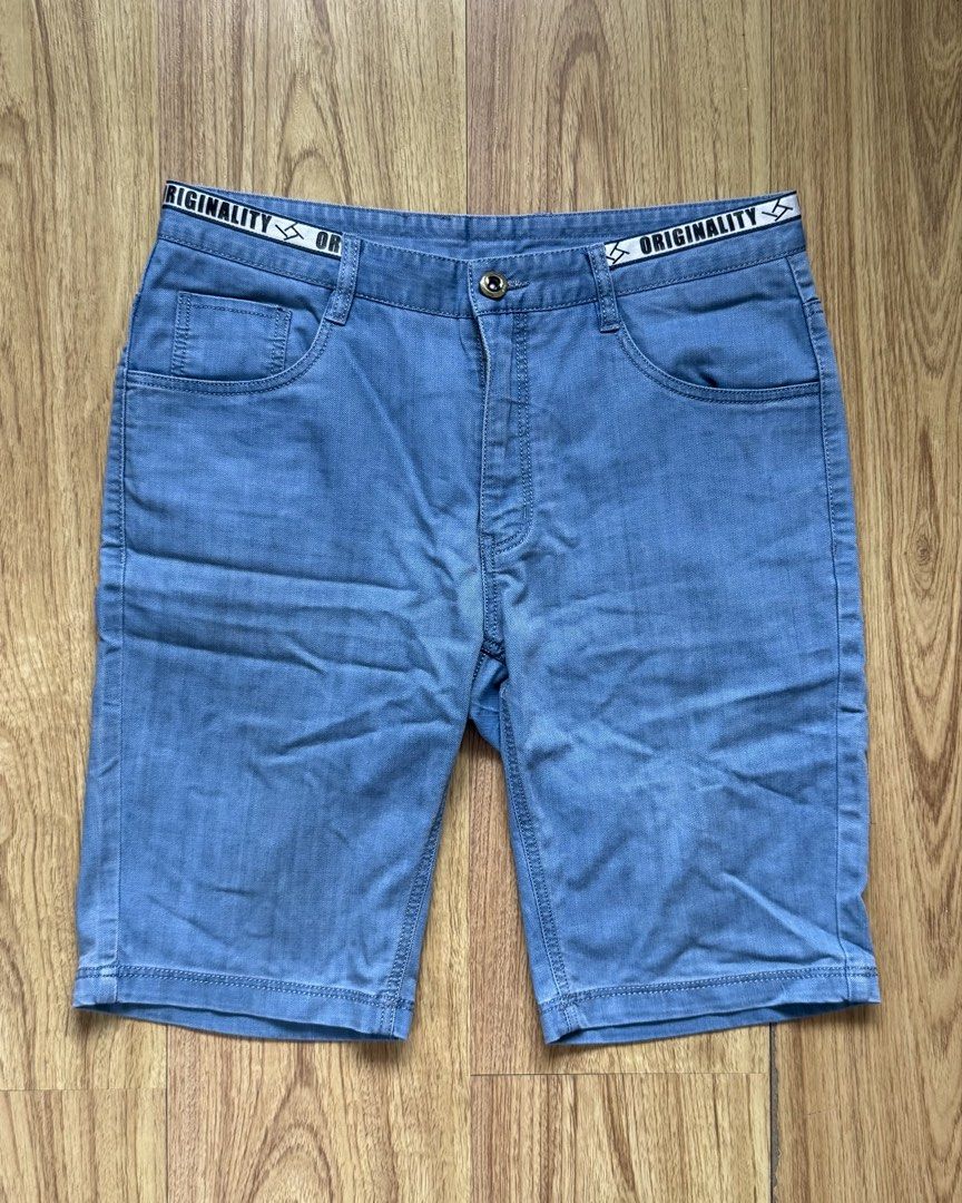 Light Blue Denim Shorts (Category: Shorts) located in Taytay. Submitted by nextsentials (Listing ID 1441500950, Image 1). Description: - Light blue denim shorts - Five pockets, button and zip fly, waistband with branded text - Comfortable, regular fit - Good for casual, everyday use Measurements: Waist - 40cm Length - 53cm Inseam - 24cm Rise - 31cm Leg opening - 23cm.