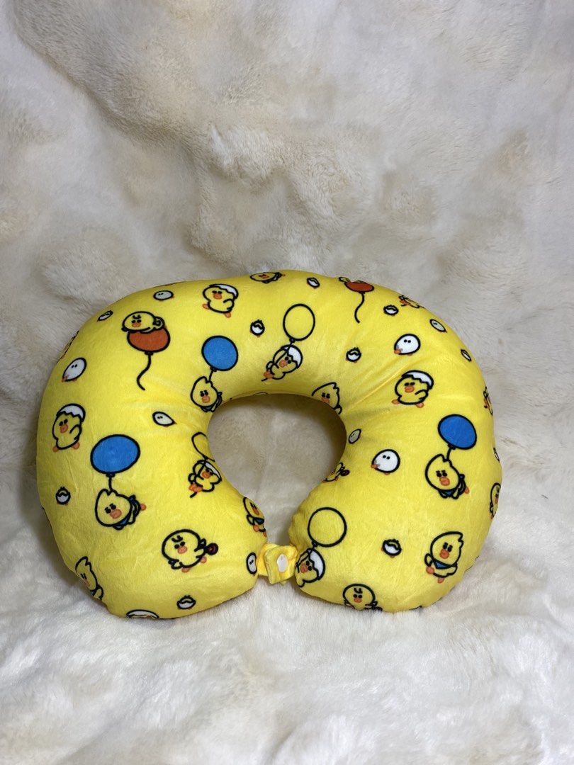 Line Friends Sally Duck Yellow Travel Reversible Neck Pillow (Category: Travel Essentials & Accessories) located in Kalibo. Submitted by rollyolliepolly00 (Listing ID 1441518484, Image 1). Description: Before you send your inquiries: ❗️Last Price is already posted ❗️Manage your expectations, WYSIWYG ❗️May need washing ❗️Shipping day is every Sunday - Adorable yellow neck pillow with Line Friends Sally duck design. - Features a cute all-over print