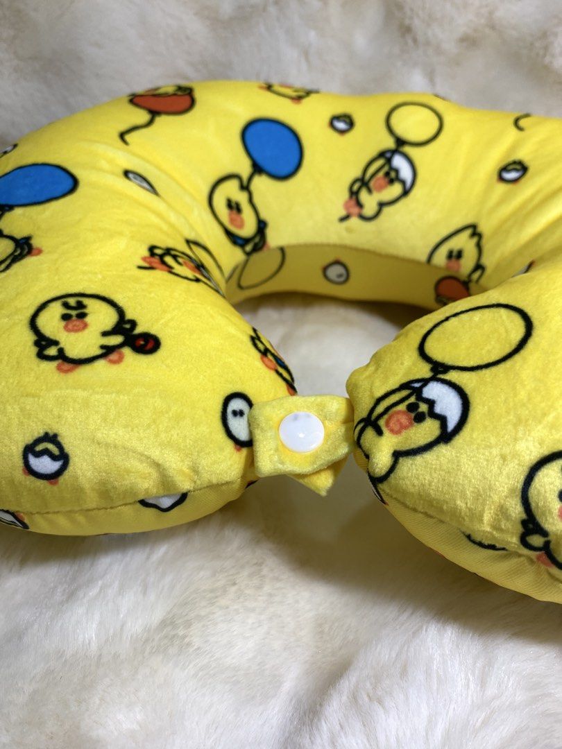 Line Friends Sally Duck Yellow Travel Reversible Neck Pillow (Category: Travel Essentials & Accessories) located in Kalibo. Submitted by rollyolliepolly00 (Listing ID 1441518484, Image 2). Description: Before you send your inquiries: ❗️Last Price is already posted ❗️Manage your expectations, WYSIWYG ❗️May need washing ❗️Shipping day is every Sunday - Adorable yellow neck pillow with Line Friends Sally duck design. - Features a cute all-over print