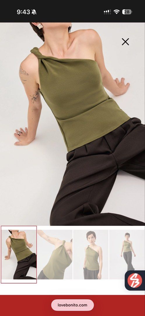 Love bonito, brand new with tag Tencel Shoulder Twist Toga Fitted Top (Category: Sleeveless) located in Singapore. Submitted by solitaryxxxx (Listing ID 1441526528, Image 1). Description: .