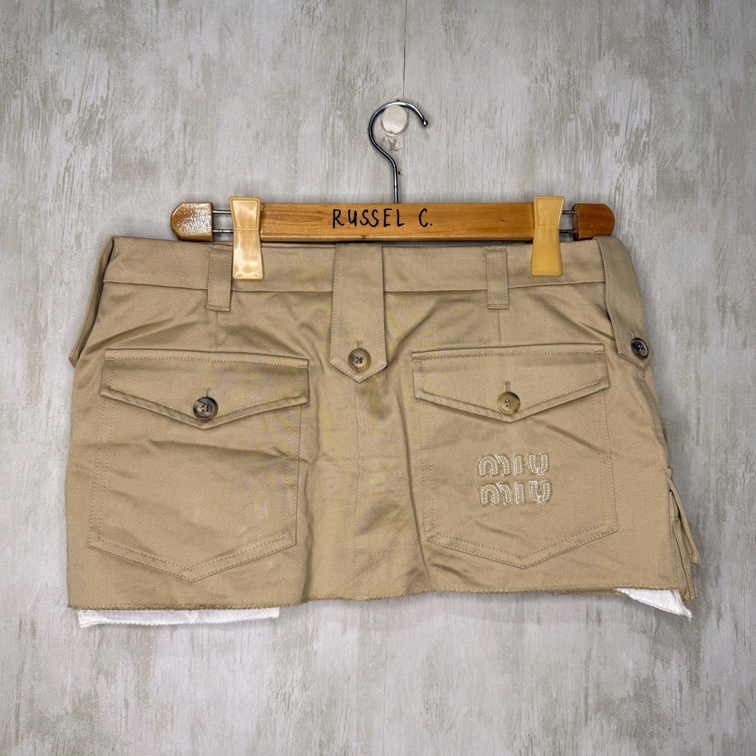 Miu Miu Chino Miniskirt (Category: Luxury Apparel) located in Manila. Submitted by saintjohnn (Listing ID 1441427926, Image 3). Description: Miu Miu Chino Miniskirt Tag Size: 38 Waist: 32" Lenght: 11" Excellent Condition No Issue ₱5,000.