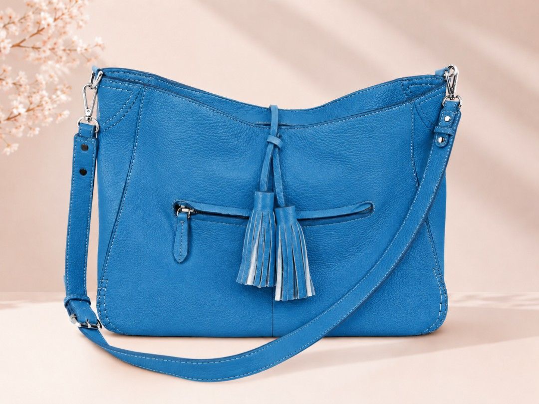 Morgan De Toi Amolie Bag (Category: Shoulder Bags) located in Bangued. Submitted by lenc79928 (Listing ID 1441389326, Image 2). Description: - Morgan De Toi Amolie blue leather handbag - Nice pebbled texture - Comes with a detachable shoulder strap - Two tassels on the front - Zipper pocket on the back - Silver hardware - Spacious, Great for everyday use .