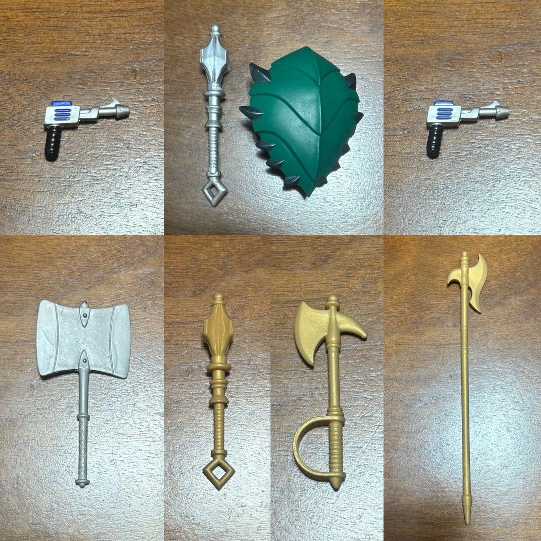 MOTU Weapons & Accessories (Category: Action & Battle Toys) located in Muntinlupa City. Submitted by toychestmnl (Listing ID 1438685478, Image 1). Description: P400 each.