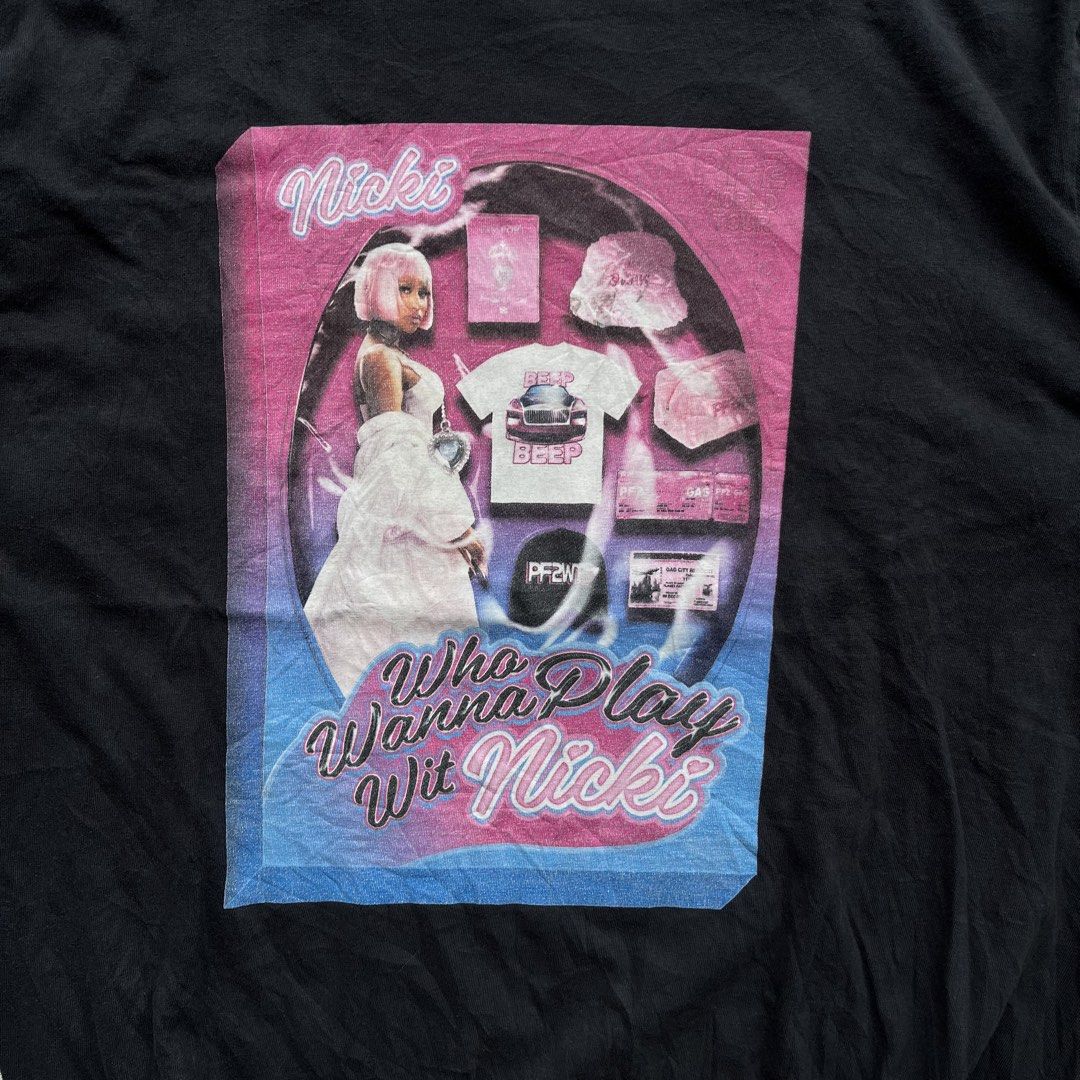 Nicki Minaj Graphic Shirt (Category: Tshirts & Polo Shirts ) located in Batangas. Submitted by _thriftxplug (Listing ID 1441380483, Image 2). Description: Nicki Minaj Graphic Shirt Size: Large to XL Width 22.5 x 30 Length No issue Excellent condition Grab: ₱299.