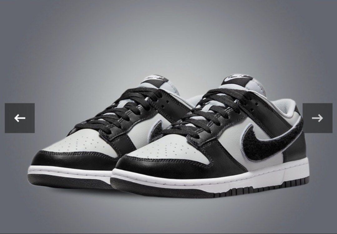 Nike Dunk Low Chenille Swoosh Black Grey (Category: Sneakers) located in Las Pinas. Submitted by fabmommas (Listing ID 1441440265, Image 1). Description: - Nike Dunk Low - Color: Black and Grey - Special Feature: Chenille Swoosh - Size: 8.5 US Men's - Includes: Original Box - Ideal for: Everyday wear.