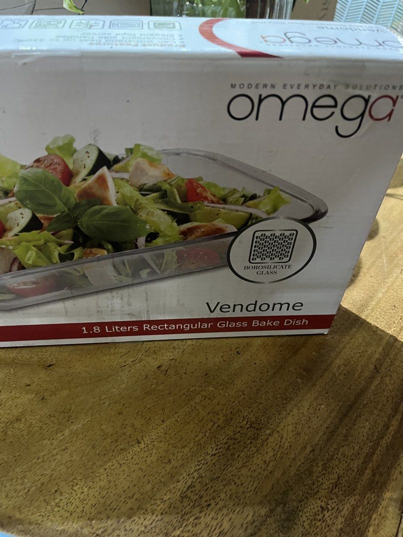 Omega Vendome 1.8L Rectangular Glass Bake Dish (Category: Other Kitchenware & Tableware) located in Manila. Submitted by jiden26 (Listing ID 1441405011, Image 3). Description: - Omega Vendome rectangular glass bake dish - 1.8 liters capacity - Made from durable borosilicate glass - Ideal for baking and serving directly from oven to table - Easy to clean and maintain - Comes with original box.