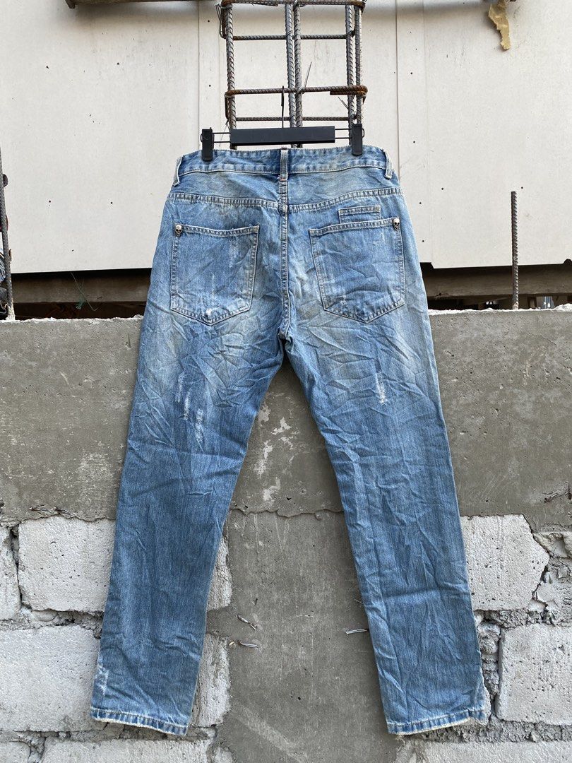 Philip Plein Distress Jeans (Category: Jeans) located in Candaba. Submitted by dejesus.bench17 (Listing ID 1441545048, Image 1). Description: Philip Plein Distress Ripped Jeans -Color: Sky Blue -Condition: Excellent -Color rate: 9/10 -Issue(s): None -Dimes: W33 L41 Hem7 -Price: ship.