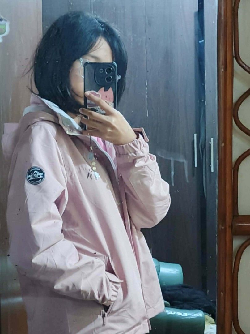 Pink Hooded Fleece-Lined Windbreaker Jacket (Category: Coats, Jackets and Outerwear) located in Manila. Submitted by polas_closet (Listing ID 1441495870, Image 3). Description: Selling this cute fleece lined jacket cuz i dont have anywhere to use it 🥲 size: tag says XL but could fit M-L . . . . . . . tags: pink jacket, windbreaker, hooded jacket, fleece lined, pastel pink, kawaii, casual outerwear, women's jacket, winter jacket, school jacket.