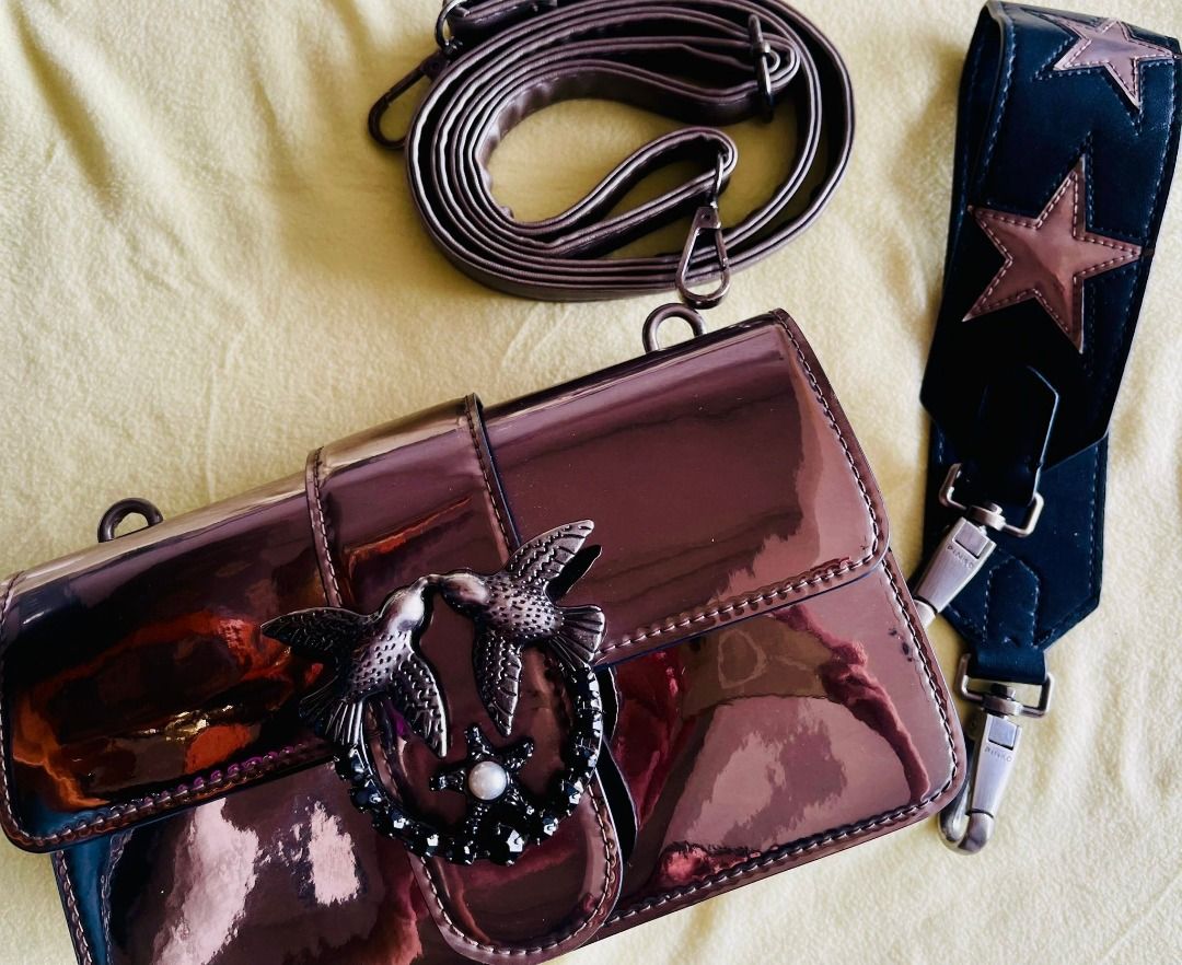 P!nko Love One Mini (Category: Luxury Bags & Wallets) located in Imus. Submitted by cheratedfinds (Listing ID 1441488271, Image 2). Description: P!nko Love One Mini Cl Mirrored Calfskin Shoulder Bag in a reflective metallic finish. Great leather quality and metallic finish. Small size but fits your phone and a small wallet. Minimal Flaw: see last 2 photos .